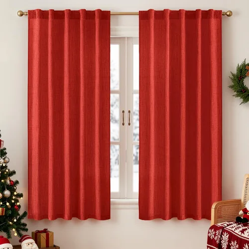 Vista 12 de MIULEE - Cortinas de lino sintético de 96 pulgadas de largo, 2 paneles, cortina semitransparente natural con pestaña trasera, bolsillo para barra