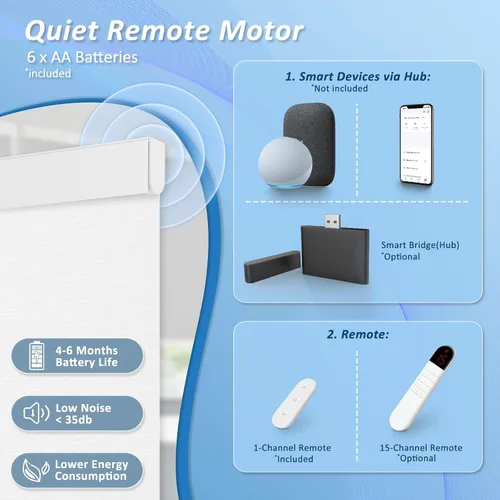 Vista 5 de Persianas motorizadas inteligentes con control remoto, persianas enrollables automáticas sin taladro, persianas eléctricas opacas para ventanas