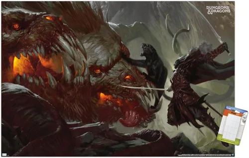 Vista 12 de Trends International Póster de pared de Dungeons and Dragons Drizzt vs Demogorgon, 22.4 pulgadas de largo x 14.7 W, versión enmarcada de madera
