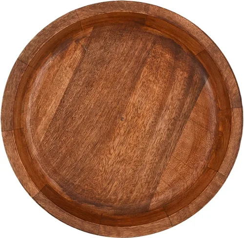 Vista 3 de Samhita Cuencos decorativos redondos de madera de mango blanco para decoración rústica del hogar, centros de mesa, decoración del hogar, fiesta