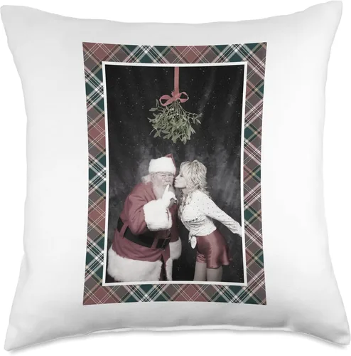 Vista 4 de Dolly Parton Kissing Santa Clause - Almohada de almohada, 16 x 16 pulgadas, multicolor