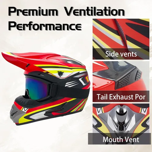 Vista 4 de Cascos de Dirt Bike para Jóvenes de Moda para Niños, Motocross, Motocicleta, BMX, ATV, Todoterreno, Cuatro Ruedas, Cascos Integrales para Bicicleta