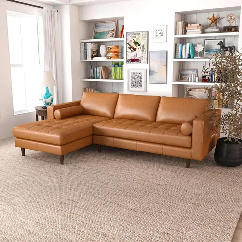 Vista 5 de Anthony - Sofá modular esquinero con orientación izquierda, sofá modular en forma de L de 4 asientos, sofá moderno tapizado suave para sala