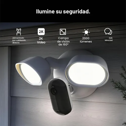 Vista 5 de Cámara de reflector cableada Arlo, cámara de seguridad para el hogar con video 2K y HDR, 2000 lúmenes, sirena integrada, resistente a la intemperie