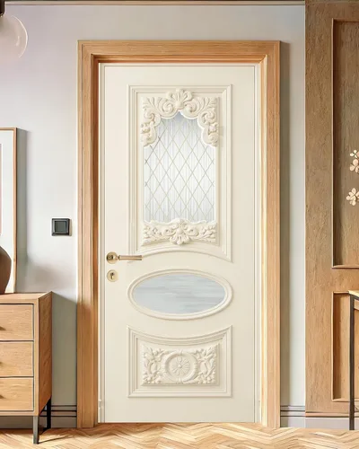 Vista 44 de FLFK Adhesivo para puerta – Puerta vintage beige, mural para despegar y pegar, tamaño combinado 30 x 80 pulgadas, dividido en 2 piezas Mt5423
