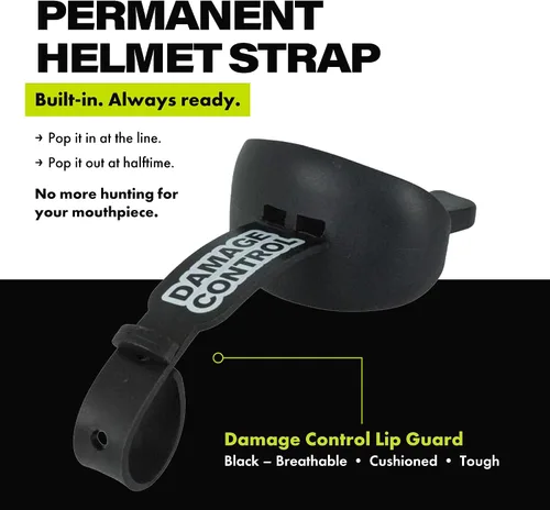 Vista 2 de DAMAGE CONTROL Protector bucal con correa permanente para casco, protector bucal juvenil para proteger labios y dientes, chupete sin ebullición