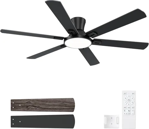 Vista 15 de Ventiladores de techo negros de 52 pulgadas con luces, ventilador de techo