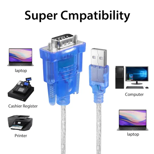 Vista 7 de YACSEJAO Adaptador USB a serie (9 pines) DB9 macho RS-232 a USB 2.0 Cable convertidor para Windows 10 8 7 Vista XP Mac OS, 1.2M