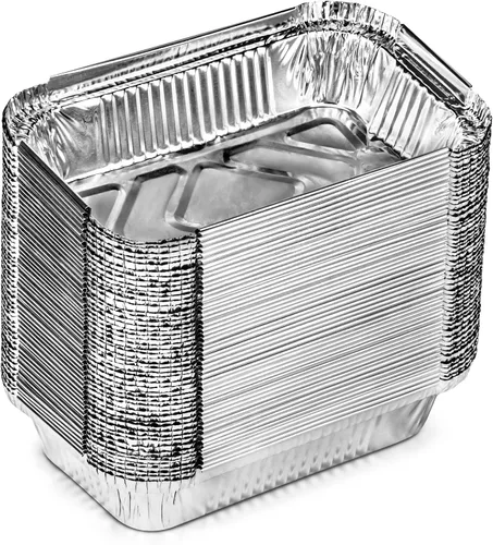 Vista 12 de DecorRack - Bandeja rectangular de aluminio desechable con tapa plana, resistente, de 2.25 libras, ideales para recalentar, hornear, asar 14