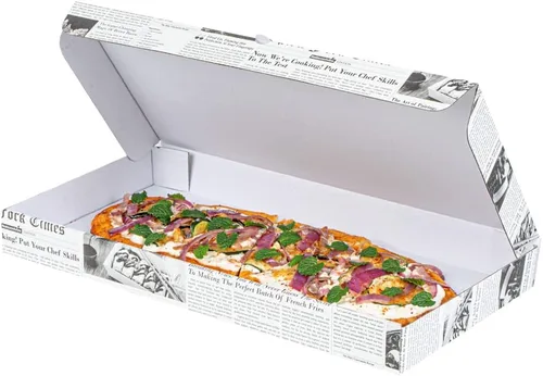 Vista 20 de Restaurantware - Cajas para pizza, 50 unidades, 14 x 7 x 1.5 pulgadas, embalaje de papel de cartón corrugado con bloqueo de pestañas, resistente a