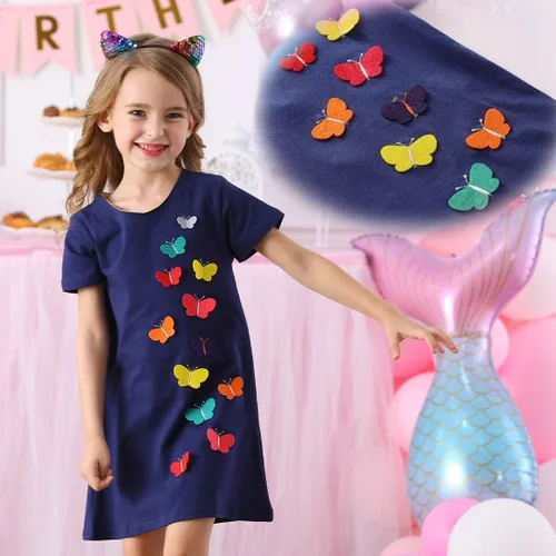 Vista 4 de VIKITA 2020 - Vestidos de verano para niña de manga corta 3-8 años