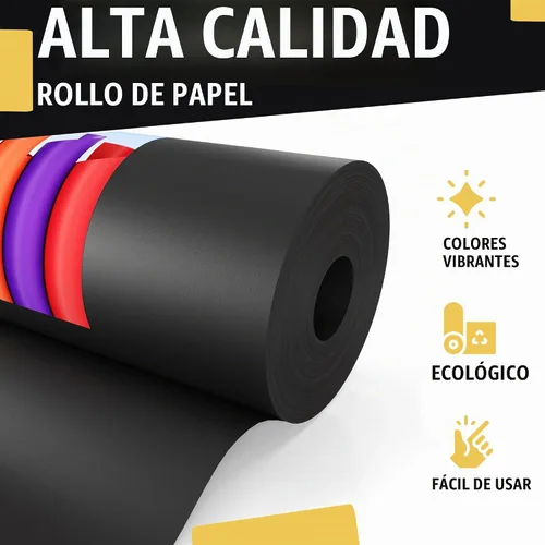 Vista 2 de Crown Display Rollo de papel kraft negro de 17.75 x 1320 pulgadas (110 pies), papel de regalo kraft perfecto como papel de envío, rollo de papel