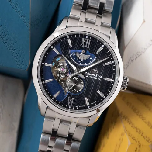 Vista 7 de Orient Star RK-AV0B03B - Reloj automático para hombre diseño de esqueleto color plateado