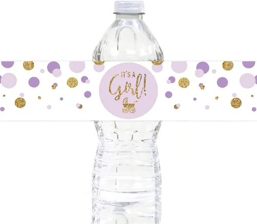 Vista 20 de Andaz Press Colección de fiesta de baby shower con purpurina dorada y lavanda, banderín colgante con cuerda, Welcome Baby!, 5 pies, 1 juego