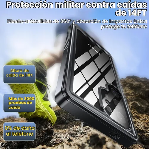 Vista 4 de ANTSHARE Funda impermeable para Samsung Galaxy S24 Ultra, lente incorporada y protector de pantalla de cuerpo completo de 360°, resistente a prueba