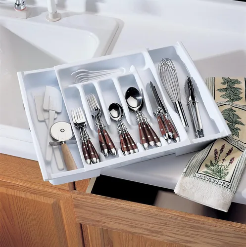 Vista 2 de Rubbermaid Bandeja ajustable para cubiertos, color blanco