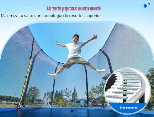 Vista 5 de ORCC Trampolín ovalado para exteriores con red de seguridad, trampolín de gimnasia recreativa para niños, trampolines de jardín con marco de acero