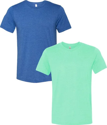 Vista 255 de Bella Canvas 3413c para hombre (1) Triblend verde + (1) Triblend rojo