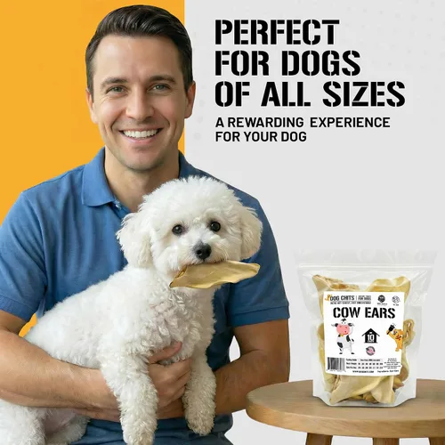 Vista 6 de Dog Chits Orejas de vaca para perros – Golosinas para perros totalmente naturales con orejas de vaca y masticables de entrenamiento – Alto