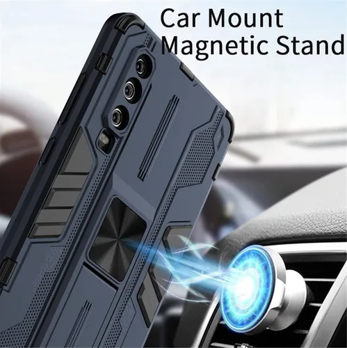 Vista 4 de Asuwish Funda de teléfono para Huawei P30 con protector de pantalla de vidrio templado y soporte delgado, soporte híbrido, resistente, película