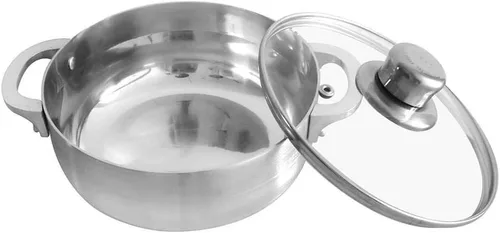 Vista 3 de Bene Casa #14 Calderos de aluminio de 8,5 litros con tapa de vidrio, Calderos de 13.4 in con tapa ventilada ajustada, olla de cocina de aluminio