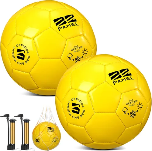 Vista 14 de Shappy 2 pelotas de fútbol a granel con bomba, bolsa de malla, tamaño oficial 3, 4, 5, pelota de fútbol colorida para interiores y exteriores