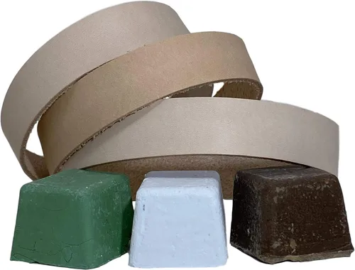 Vista 4 de Leatherbeltman - Paquete de 3 cinturones de cuero de 3/4 x 12 pulgadas para Ken Onion Work Sharp - Incluye compuestos de pulido verde, blanco