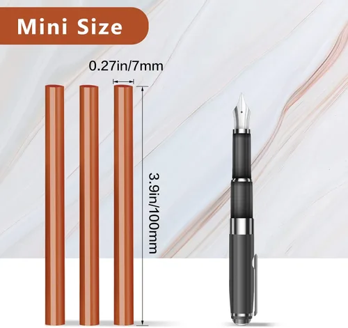 Vista 2 de Manarty Barra de pegamento termofusible roja ladrillo, 48 unidades de 0.27" de diámetro x 4" de largo, barras de pegamento termofusible mini de Rojo