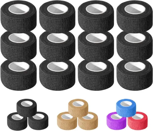 Vista 8 de OZER Paquete de 12 rollos de vendaje autoadhesivo de 2 pulgadas x 5 yardas, cinta elástica autoadhesiva para estiramiento atlético, deportes Colorido