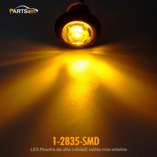 Vista 2 de Partsam - 10 piezas de luces LED de 3/4 pulg. ámbares para lado, luces de señalización aprobadas por DOT con lente transparente, luces tipo bala