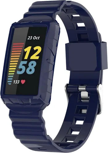 Vista 15 de AISPORTS Correa compatible con Fitbit Charge 6/5/4/3 con funda antigolpes, resistente a los impactos, con banda de repuesto de silicona para Fitbit