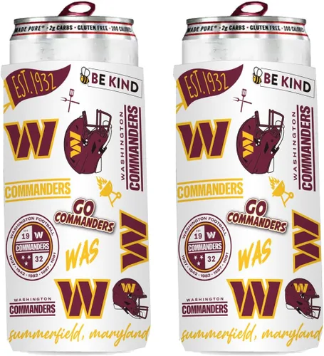 Vista 23 de Paquete de 2 soportes para latas de fútbol de 12 onzas, delgado y delgado, aislador de bebidas Huggie Cooler Coozies (Arizona (cardenales))