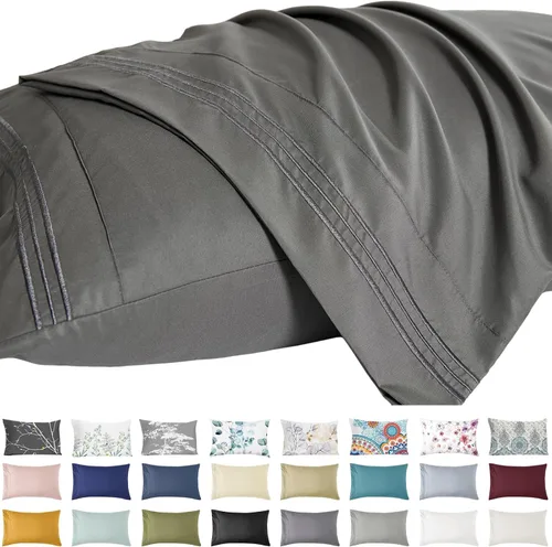 Vista 22 de YIYEA Juego de 2 fundas de almohada estándar de microfibra ultra suave de doble cepillado, fundas de almohada estándar, fundas de almohada florales