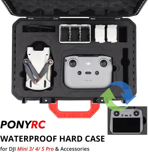 Vista 2 de Estuche rígido para DJI Mini 3/4/5 Pro, funda de transporte de viaje impermeable para DJI Mini 3/4/5 Fly More Combo, RC 2/RC-N3, soporte 7