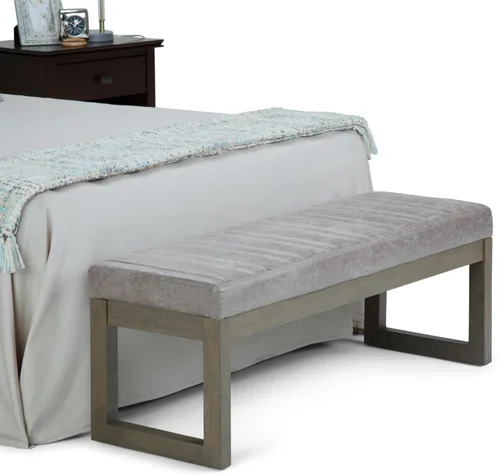 Vista 11 de SIMPLIHOME Cosmopolitan - Otomana de cuero vegano de 44 pulgadas de ancho