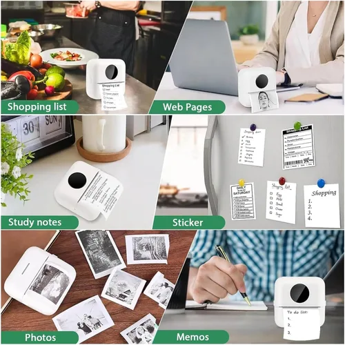 Vista 5 de Thermal Sticker Paper Roll, Thermal Printer Paper White Self-Adhesive 5-50 PCS(50PCS White Sticky)