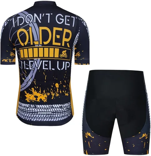 Vista 2 de Conjunto de camiseta de ciclismo para hombre, camisa de manga corta y pantalones cortos acolchados 3D, traje de ciclismo