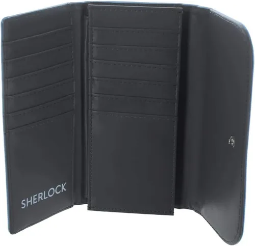 Vista 2 de Seven20 Sherlock Holmes Cartera de mano para mujer I Am Sher Locked (verde azulado), Azul, Cartera con cremallera