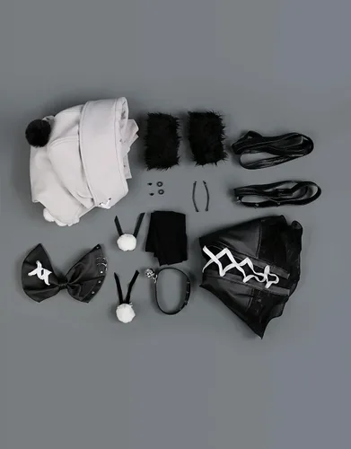 Vista 8 de haikyuu Disfraz de cosplay de anime para mujer, top gótico y vestido negro con medias completas accesorios