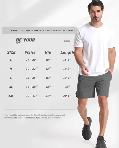 Vista 6 de CANGHPGIN Paquete de 2 pantalones cortos deportivos de entrenamiento para hombre, entrepierna de 7 pulgadas, pantalones cortos de senderismo