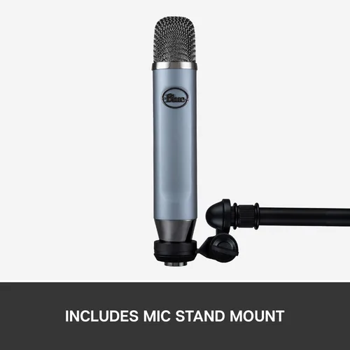 Vista 8 de Logitech Blue Ember XLR - Micrófono condensador para grabación y transmisión, cápsula cardioide personalizada y soporte de micrófono, gris (renovado)