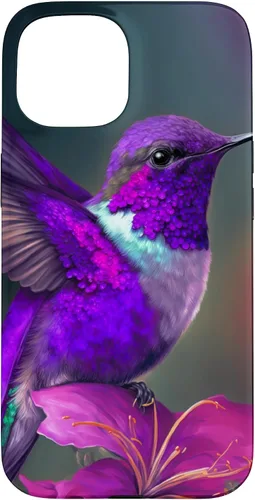 Vista 6 de Funda púrpura para iPhone XR para colibrí