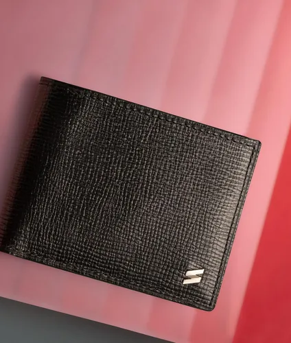 Vista 4 de Suritt - Cartera delgada de cuero plegable para hombre (5 modelos disponibles), Corteccia Black