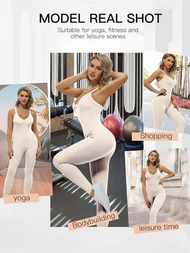 Vista 5 de VUTRU Women's Sexy Sleeveless Bodycon V Neck Tank Long Rompers One Piece Crisscross Back Jumpsuits Playsuit Clubwear