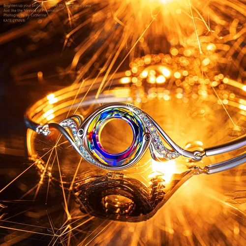 Vista 3 de Kate Lynn "Rise From the Ashes" Phoenix Bracelet Made with Crystals from Austria, Adjustable Bangle Bracelet for Women 7"+2", Packaged with Jewelry