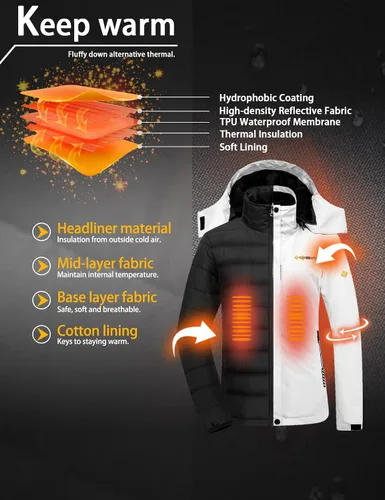Vista 5 de GEMYSE Chaqueta de nieve impermeable 3 en 1 para mujer, abrigo de invierno aislado