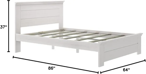 Vista 2 de Max & Lily - Cama Queen moderna de granja con cabecera de panel, cama de plataforma de madera de pino de Nueva Zelanda maciza, acabado en madera