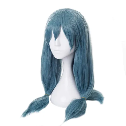Vista 2 de Aadesso Peluca de cosplay de anime Jujutsu Kaisen Mahito larga recta azul lago peluca de pelo sintético para fiestas de Navidad para hombres y niños