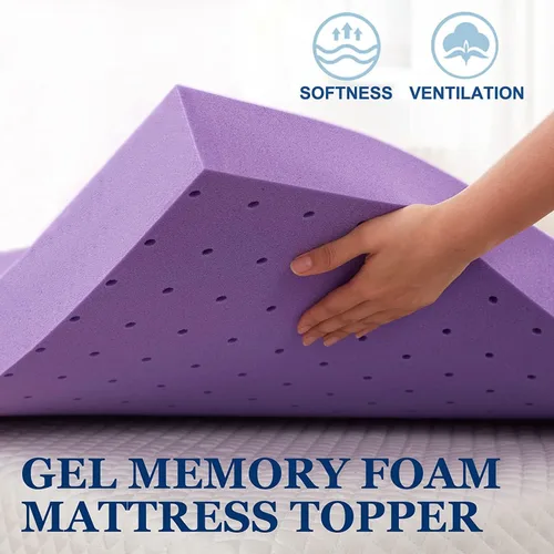 Vista 2 de SINWEEK Cubrecolchón de espuma viscoelástica de gel de 1.5 pulgadas, ventilado, suave, para aliviar la presión, almohadilla para colchón