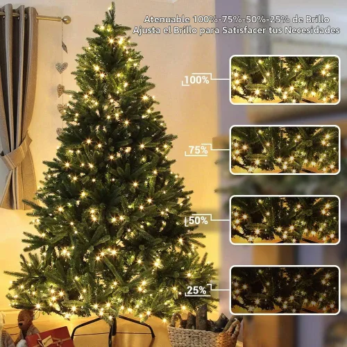 Vista 4 de Brizled Outdoor Christmas Tree Lights, 65.67 ft 200 LED Indoor String Light Blanco cálido y multicolor